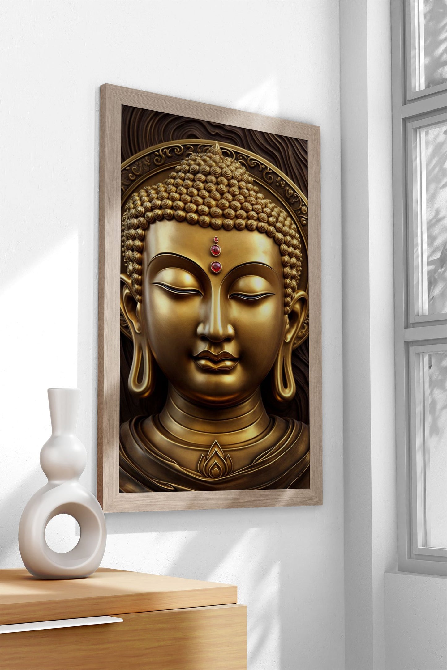 Golden Buddha Sculpture Asian Style Poster | Wall Art for Home & Office | High-Quality Print