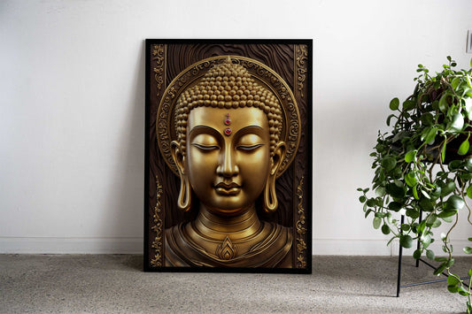 Golden Buddha Sculpture Asian Style Poster | Wall Art for Home & Office | High-Quality Print - High-Quality Visual Display