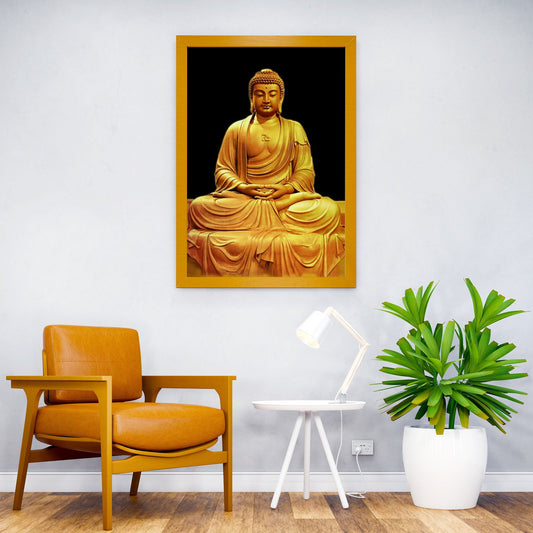 Golden Buddha Sitting Asian Style Poster | Wall Art for Home & Office | High-Quality Print - High-Quality Visual Display