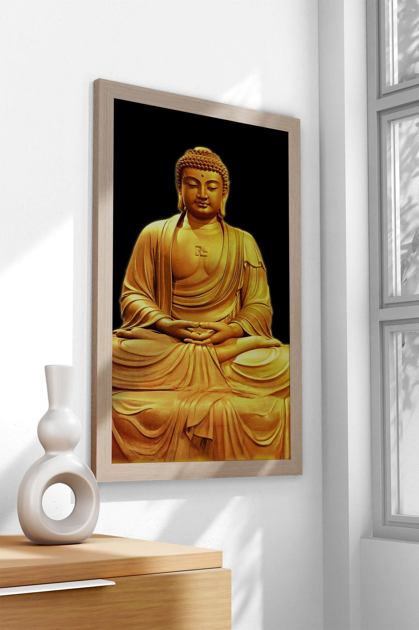 Golden Buddha Sitting Asian Style Poster | Wall Art for Home & Office | High-Quality Print