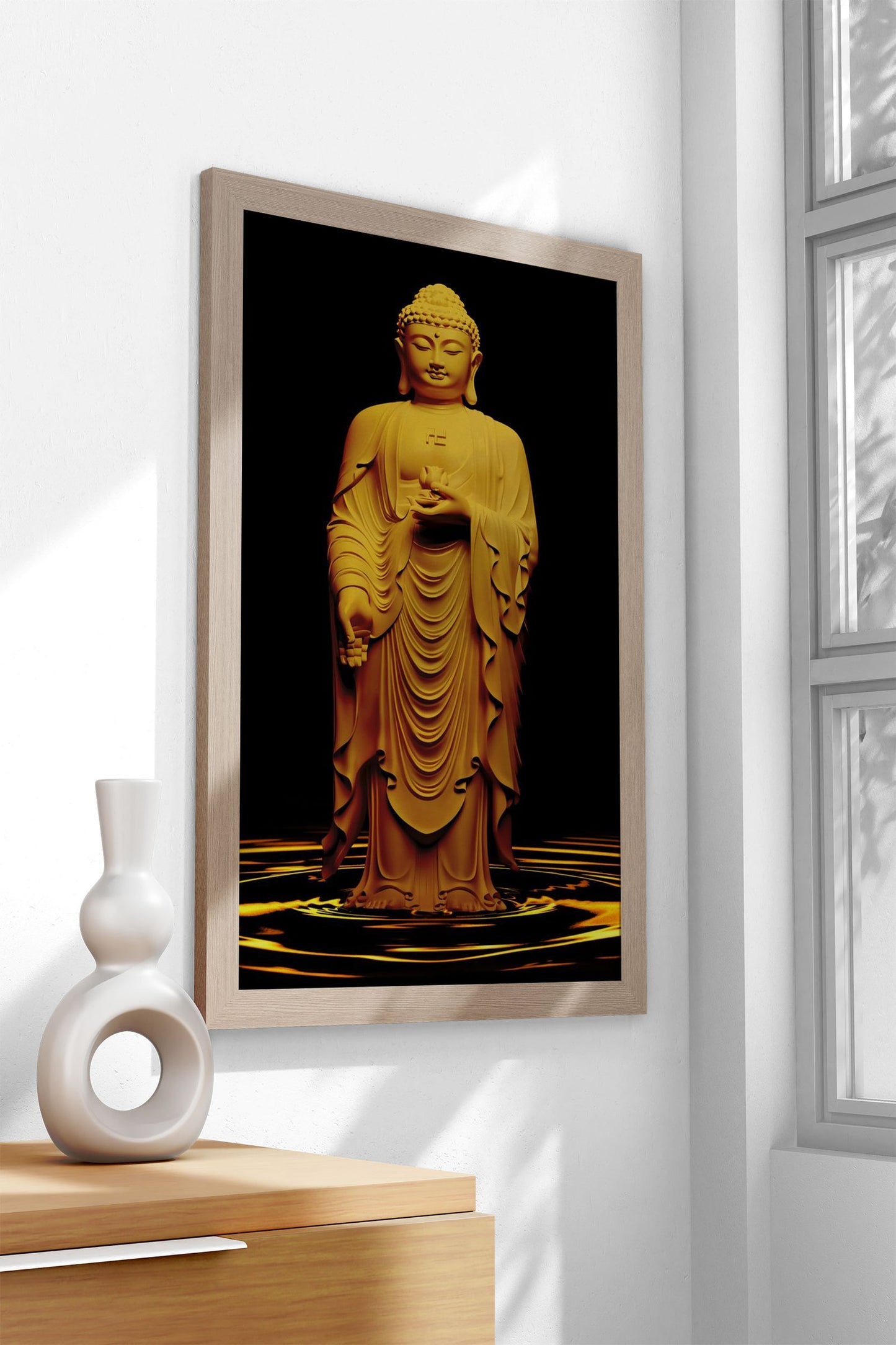 Golden Buddha Standing Asian Style Poster | Wall Art for Home & Office | High-Quality Print