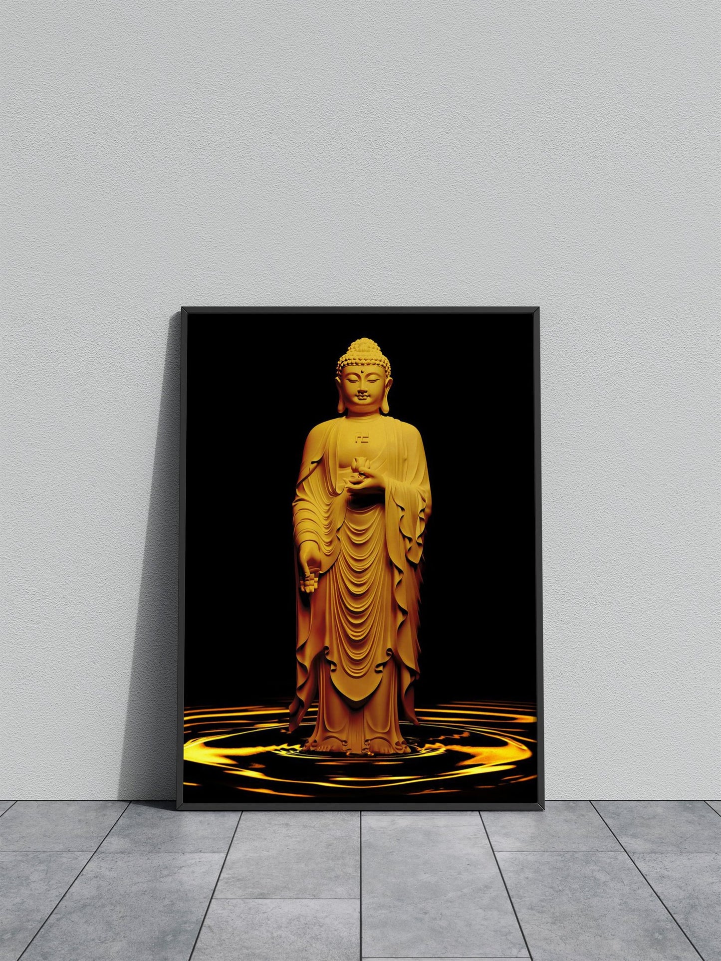 Golden Buddha Standing Asian Style Poster | Wall Art for Home & Office | High-Quality Print
