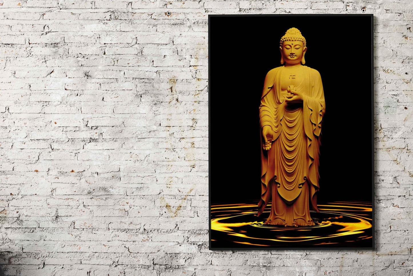 Golden Buddha Standing Asian Style Poster | Wall Art for Home & Office | High-Quality Print