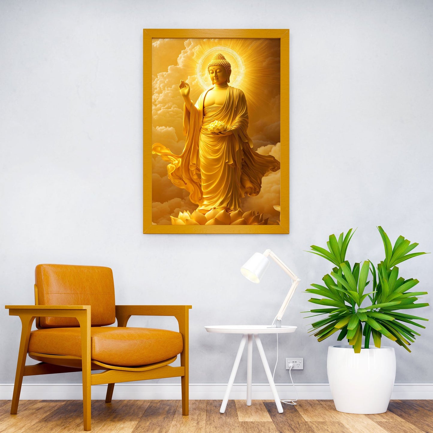 Golden Buddha Statue Asian Style Poster | Wall Art for Home & Office | High-Quality Print
