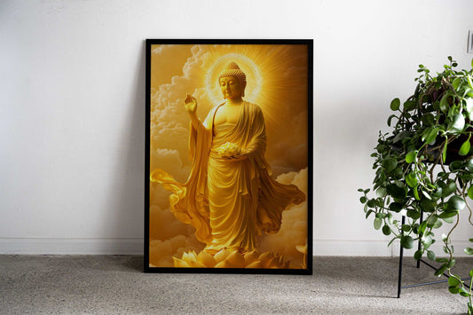 Golden Buddha Statue Asian Style Poster | Wall Art for Home & Office | High-Quality Print - High-Quality Visual Display