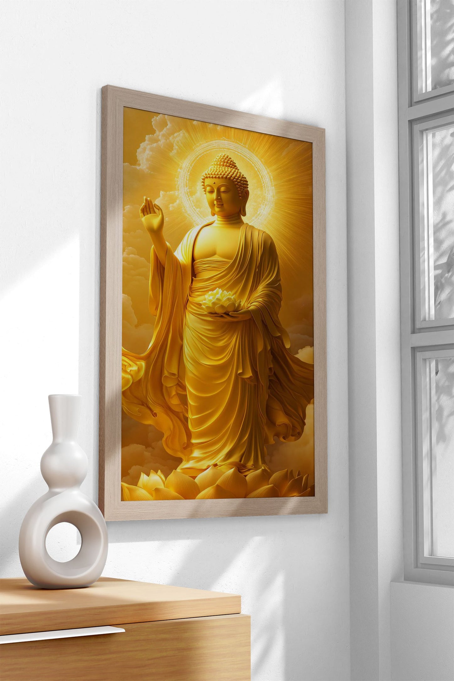 Golden Buddha Statue Asian Style Poster | Wall Art for Home & Office | High-Quality Print