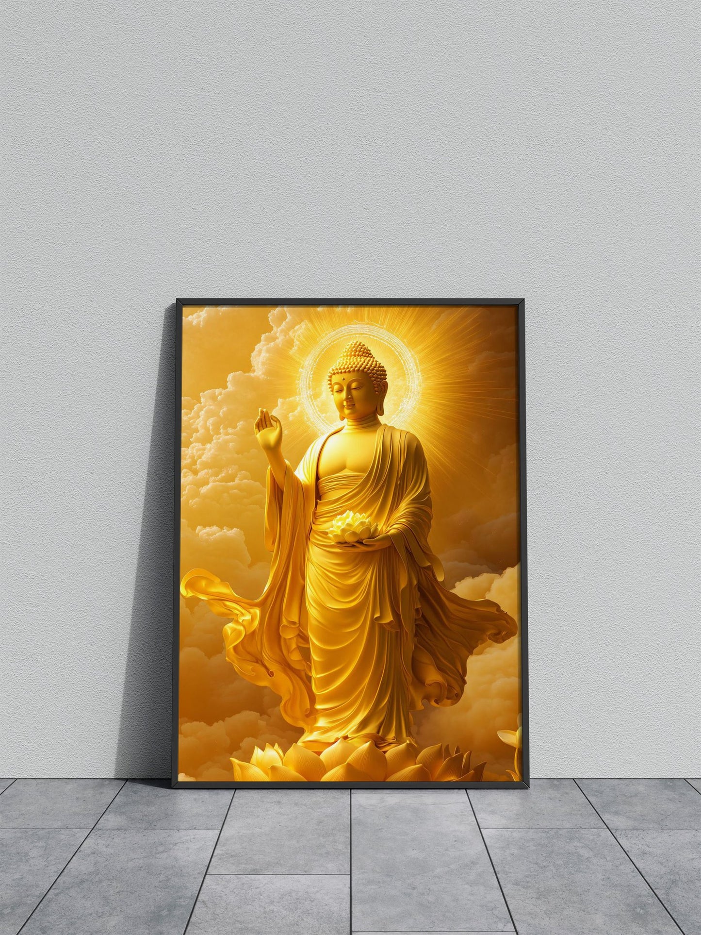 Golden Buddha Statue Asian Style Poster | Wall Art for Home & Office | High-Quality Print