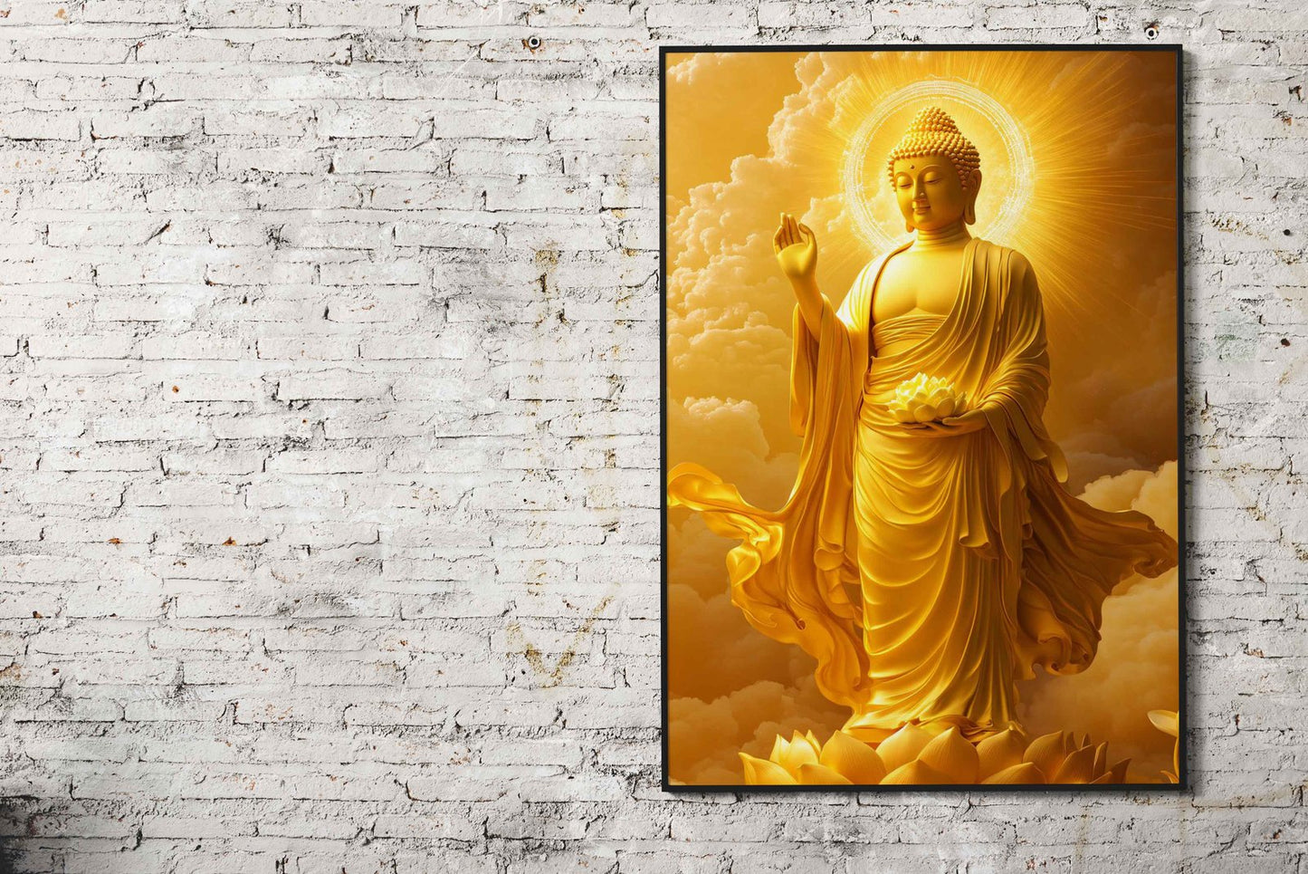 Golden Buddha Statue Asian Style Poster | Wall Art for Home & Office | High-Quality Print