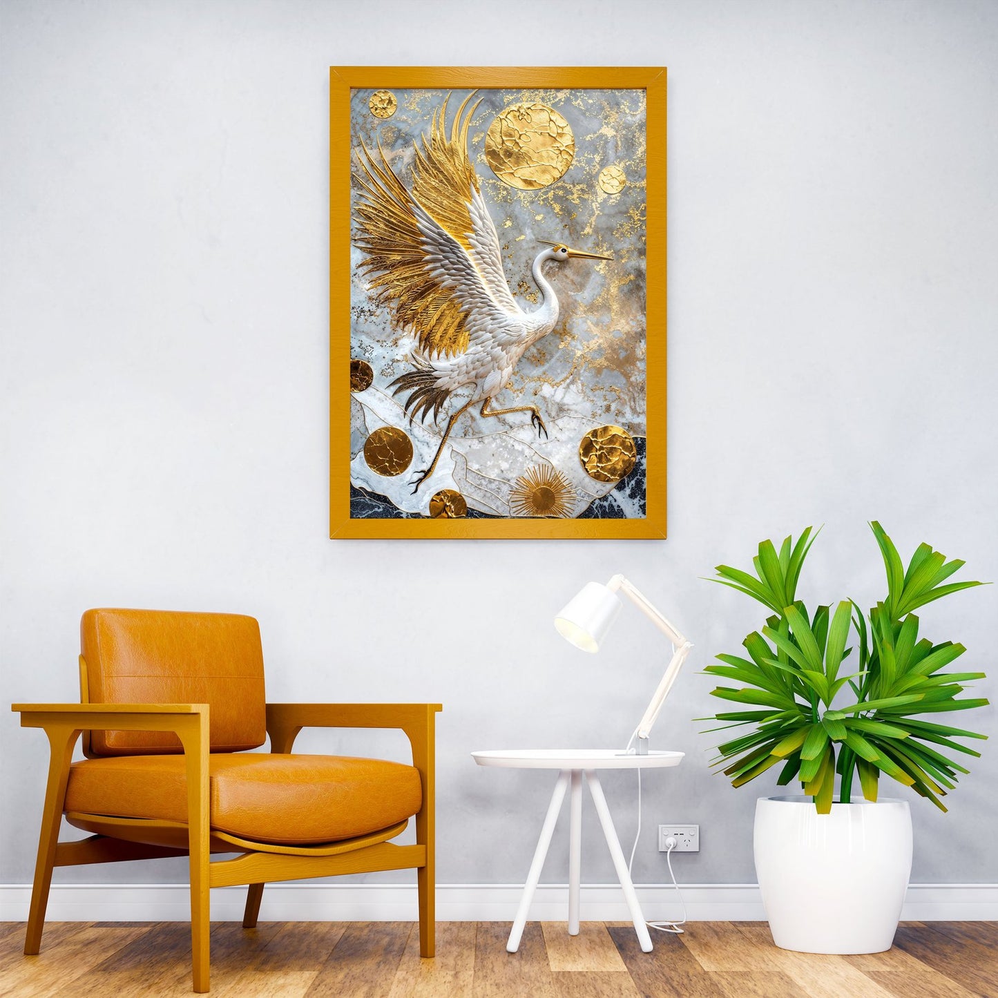 Golden Crane Majesty Asian Style Poster | Wall Art for Home & Office | High-Quality Print - High-Quality Visual Display