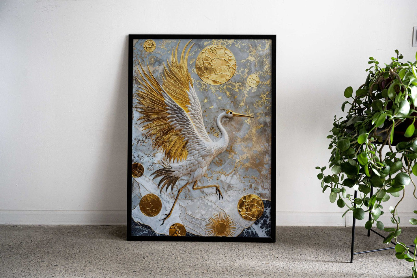 Golden Crane Majesty Asian Style Poster | Wall Art for Home & Office | High-Quality Print - High-Quality Visual Display