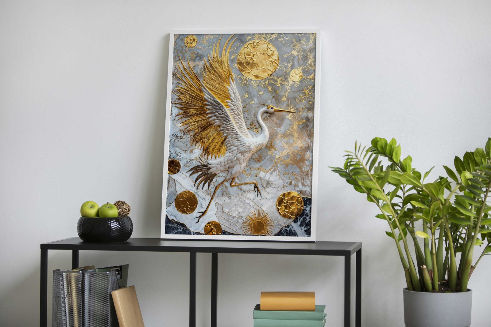 Golden Crane Majesty Asian Style Poster | Wall Art for Home & Office | High-Quality Print - High-Quality Visual Display