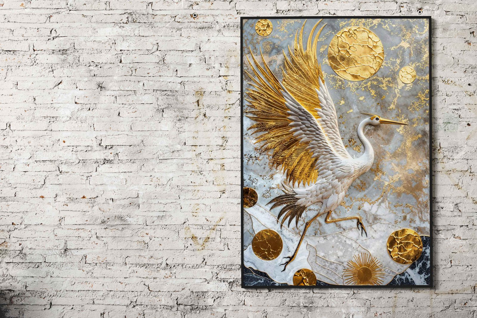 Golden Crane Majesty Asian Style Poster | Wall Art for Home & Office | High-Quality Print - High-Quality Visual Display