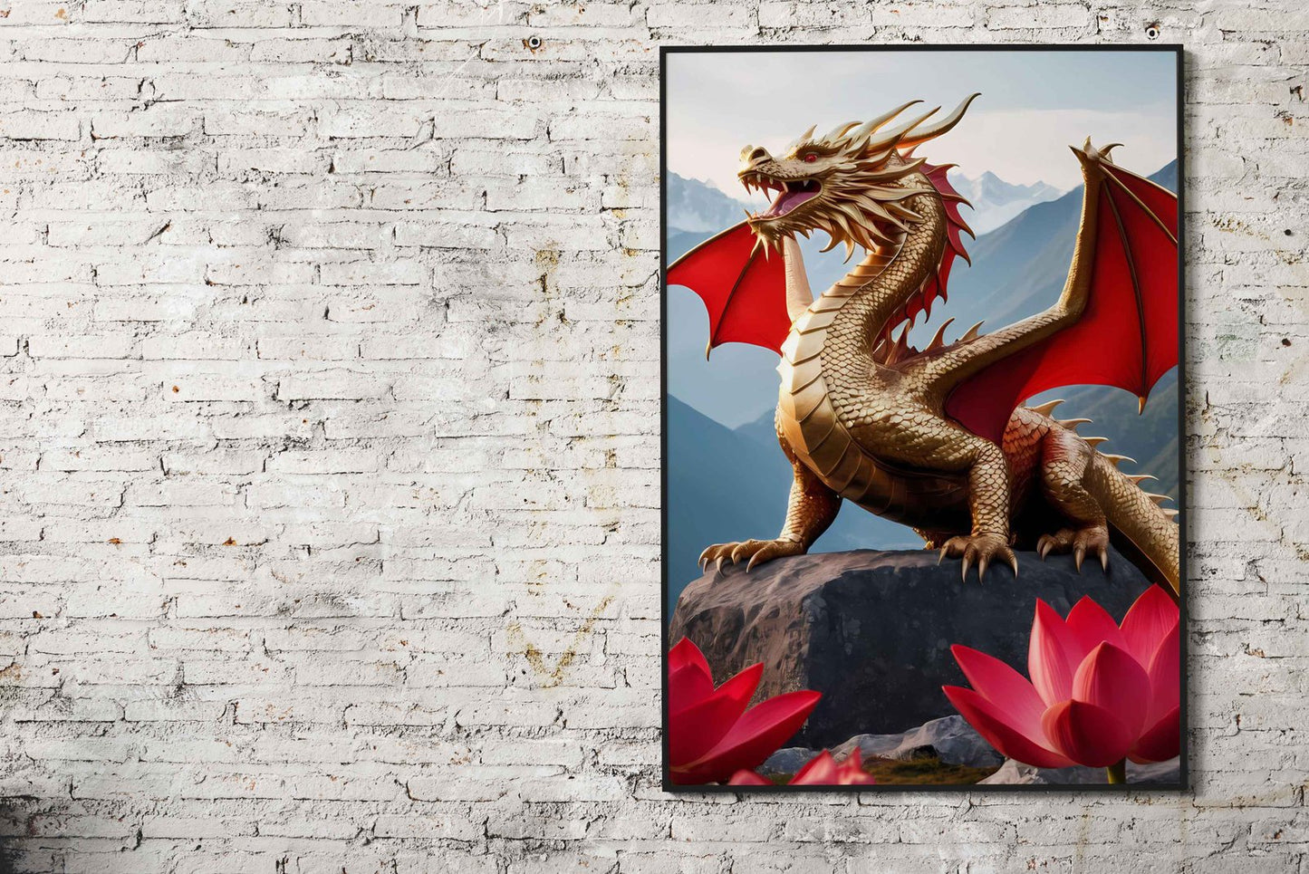 Golden Dragon 3 Asian Style Poster | Wall Art for Home & Office | High-Quality Print