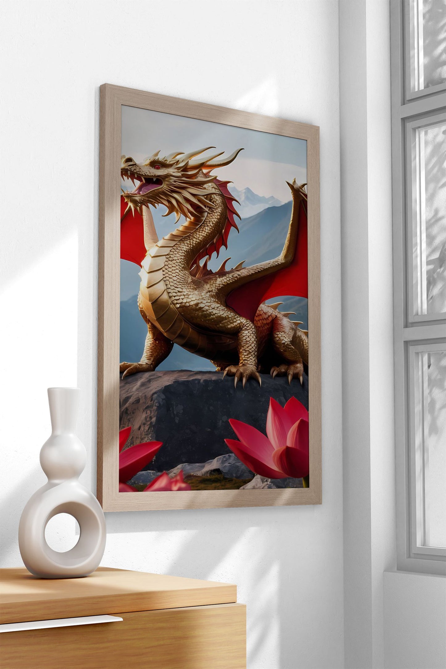 Golden Dragon 3 Asian Style Poster | Wall Art for Home & Office | High-Quality Print