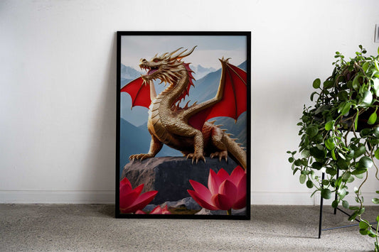 Golden Dragon 3 Asian Style Poster | Wall Art for Home & Office | High-Quality Print - High-Quality Visual Display
