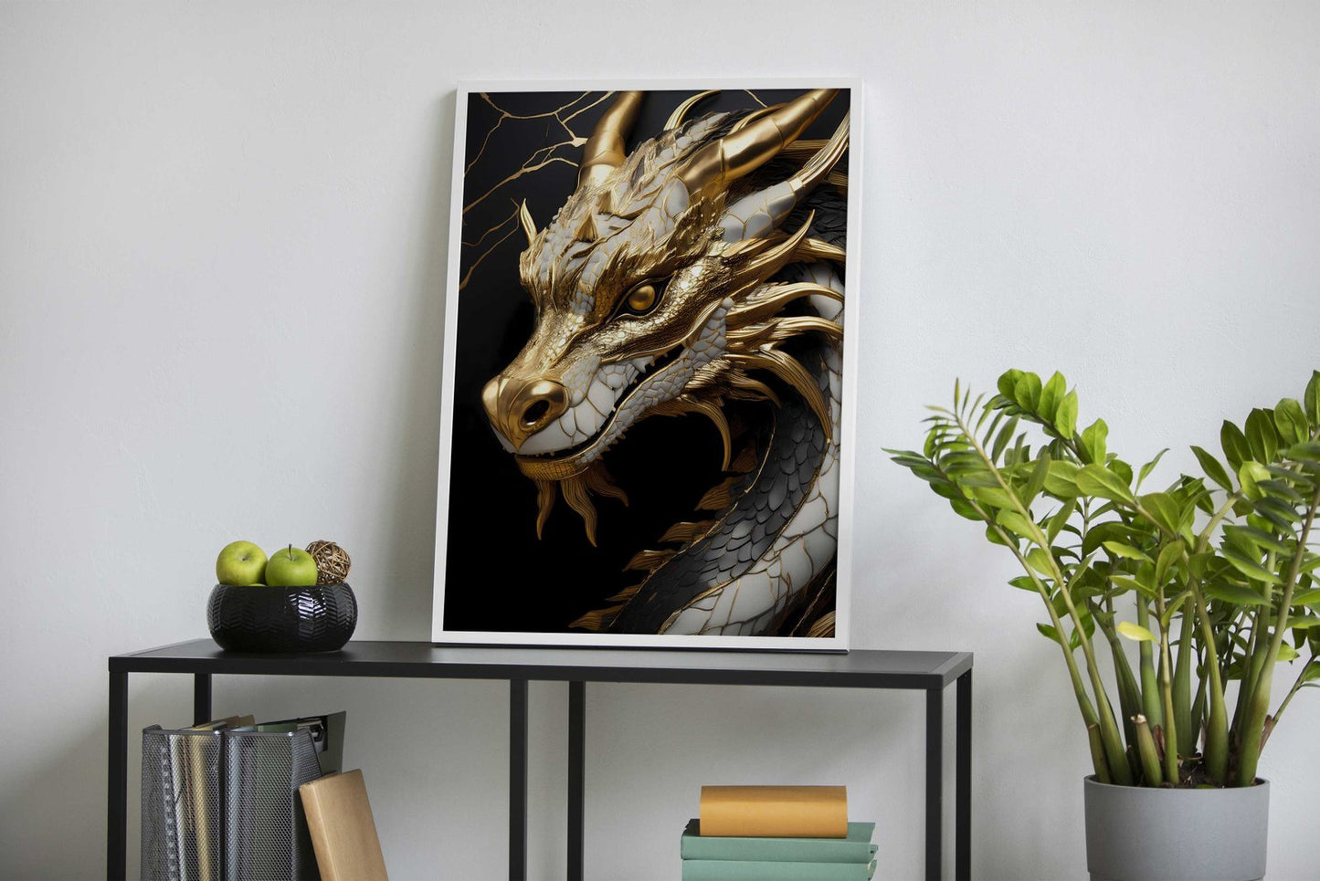 Golden Dragon Head Asian Style Poster | Wall Art for Home & Office | High-Quality Print