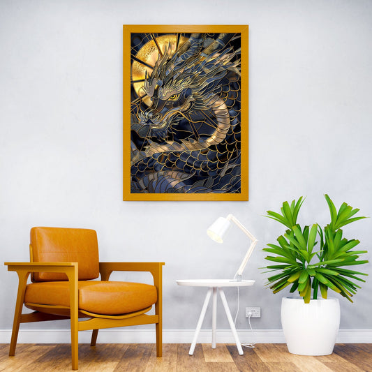 Golden Dragon Majesty Asian Style Poster | Wall Art for Home & Office | High-Quality Print - High-Quality Visual Display