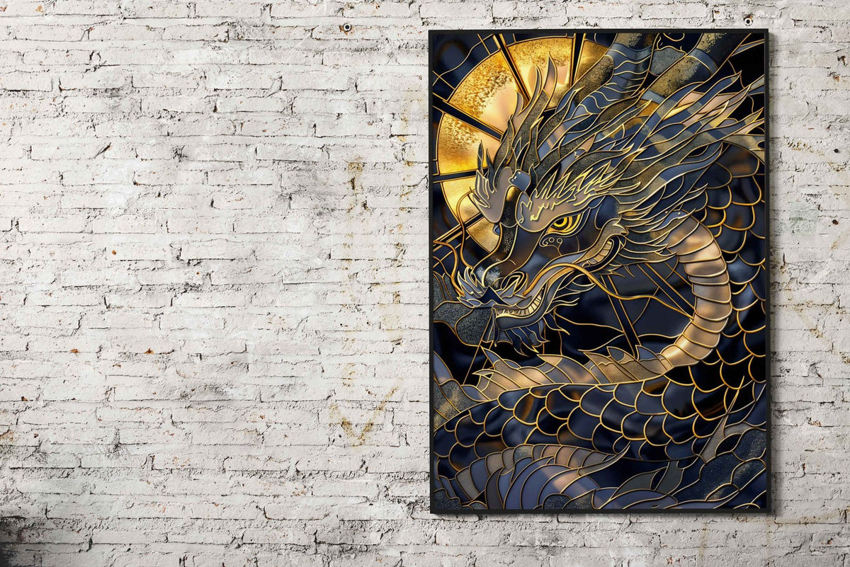 Golden Dragon Majesty Asian Style Poster | Wall Art for Home & Office | High-Quality Print - High-Quality Visual Display