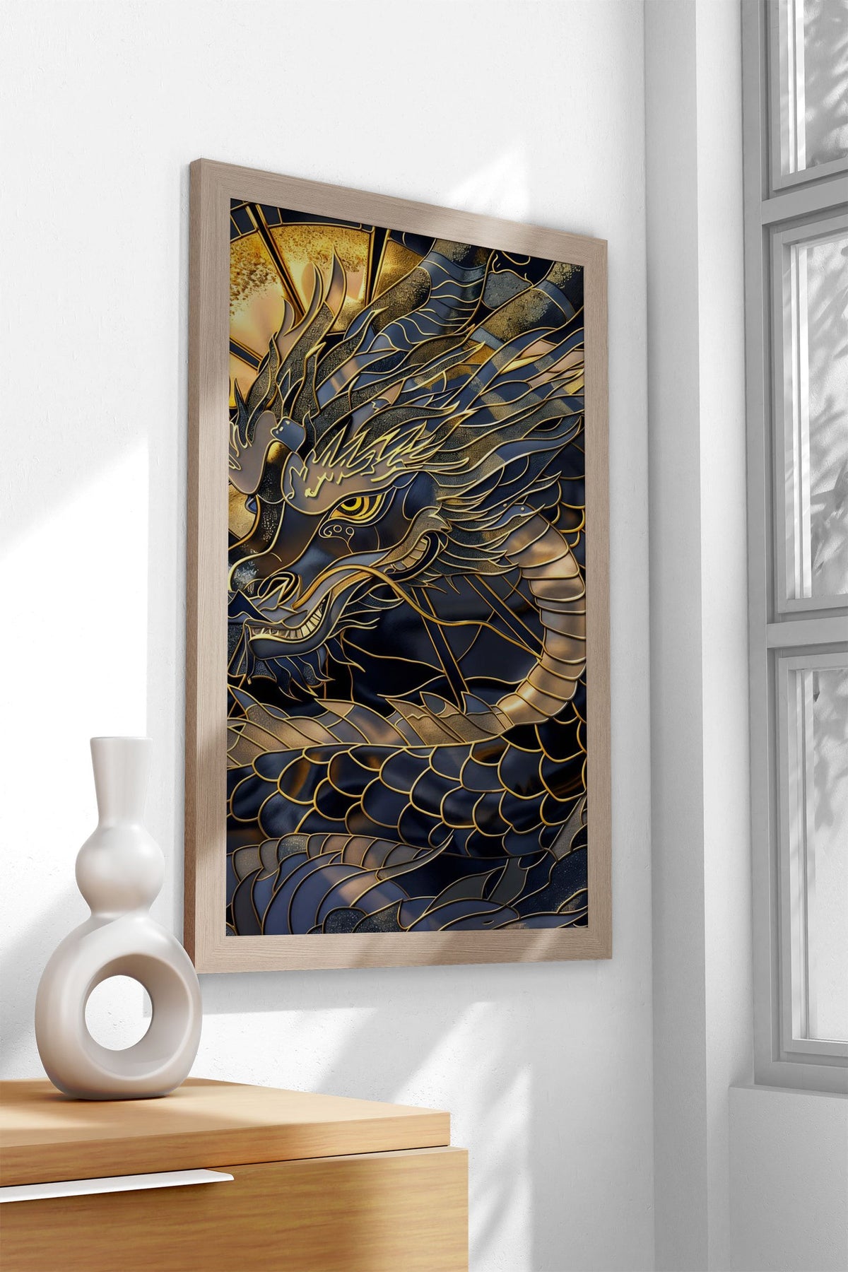 Golden Dragon Majesty Asian Style Poster | Wall Art for Home & Office | High-Quality Print - High-Quality Visual Display