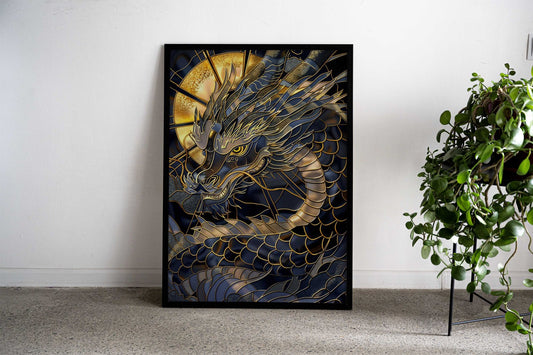 Golden Dragon Majesty Asian Style Poster | Wall Art for Home & Office | High-Quality Print - High-Quality Visual Display