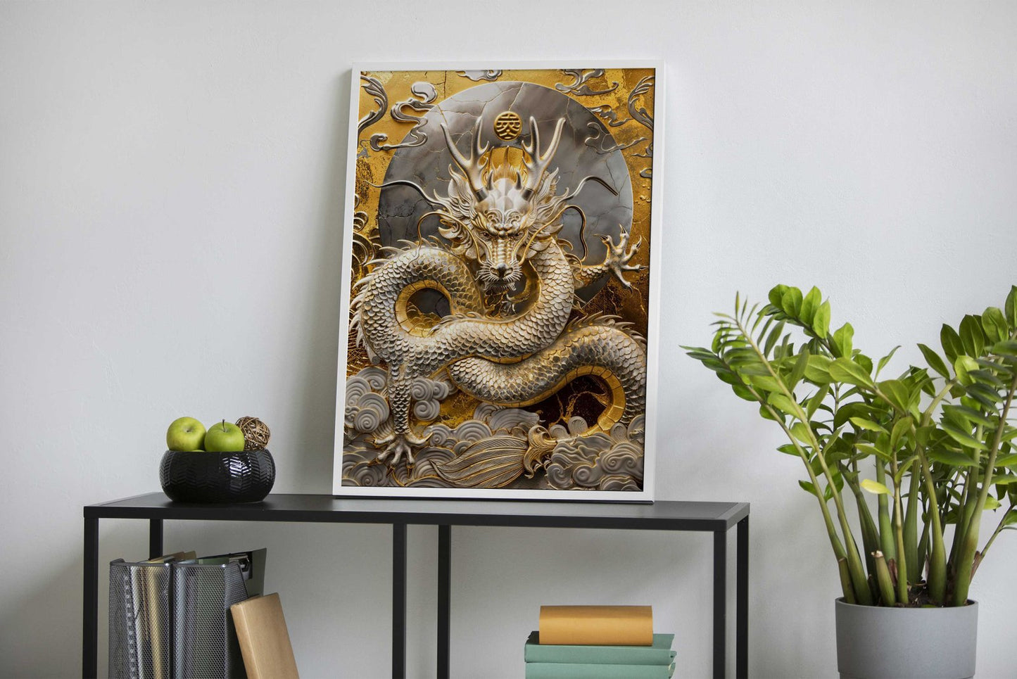 Golden Dragon of Wishes Asian Style Poster | Wall Art for Home & Office | High-Quality Print - High-Quality Visual Display