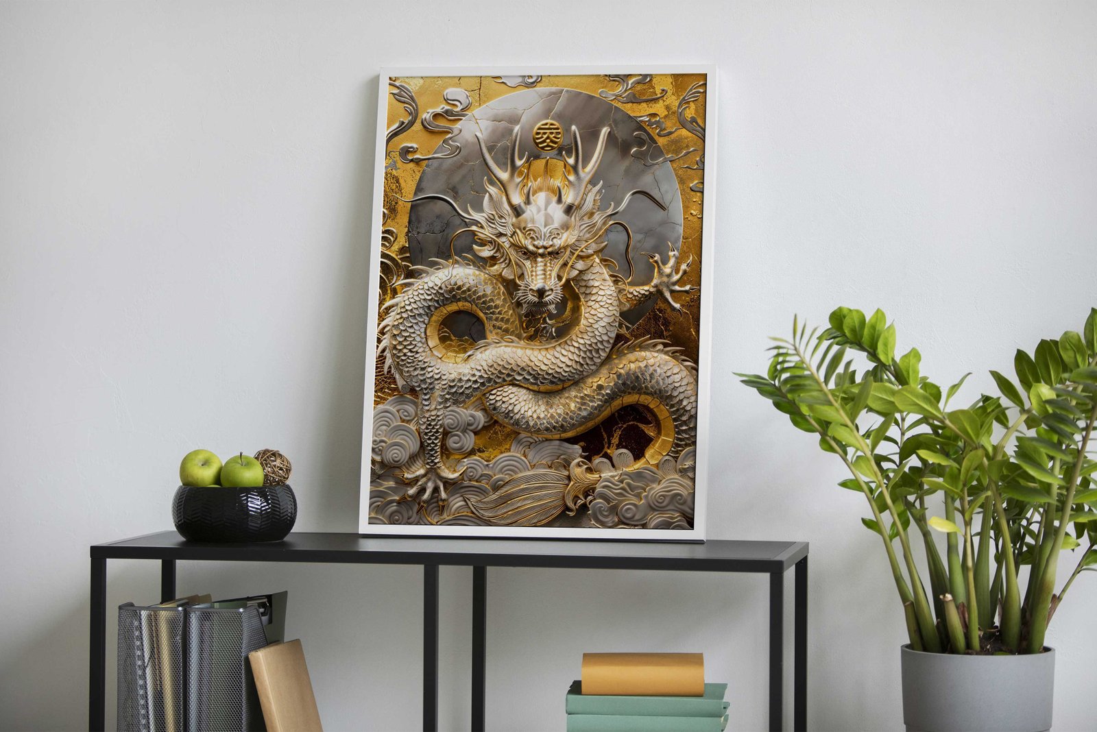 Golden Dragon of Wishes Asian Style Poster | Wall Art for Home & Office | High-Quality Print - High-Quality Visual Display