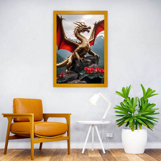 Golden Dragon Asian Style Poster | Wall Art for Home & Office | High-Quality Print - High-Quality Visual Display