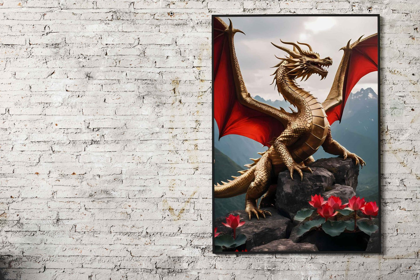 Golden Dragon Asian Style Poster | Wall Art for Home & Office | High-Quality Print