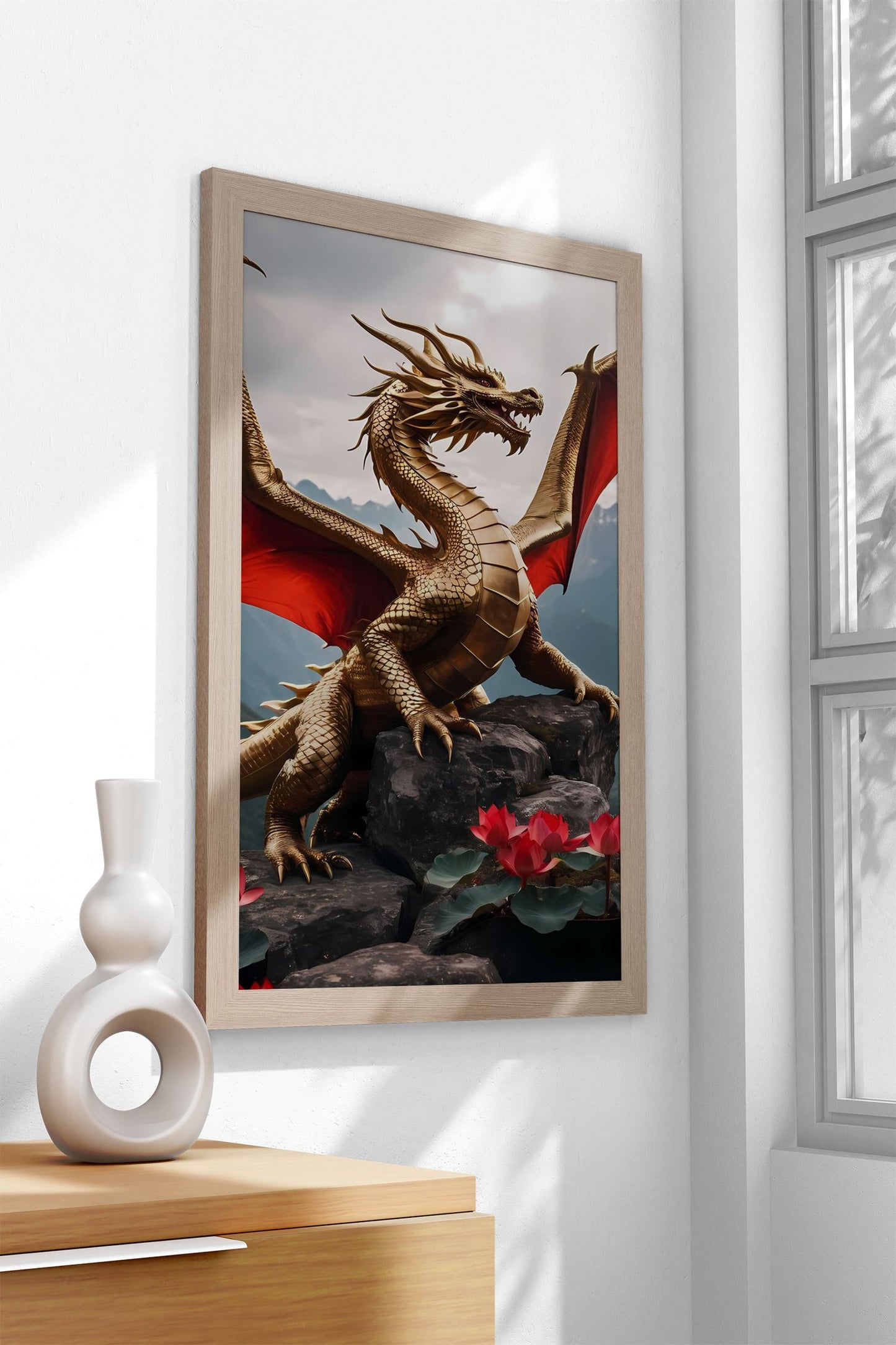 Golden Dragon Asian Style Poster | Wall Art for Home & Office | High-Quality Print