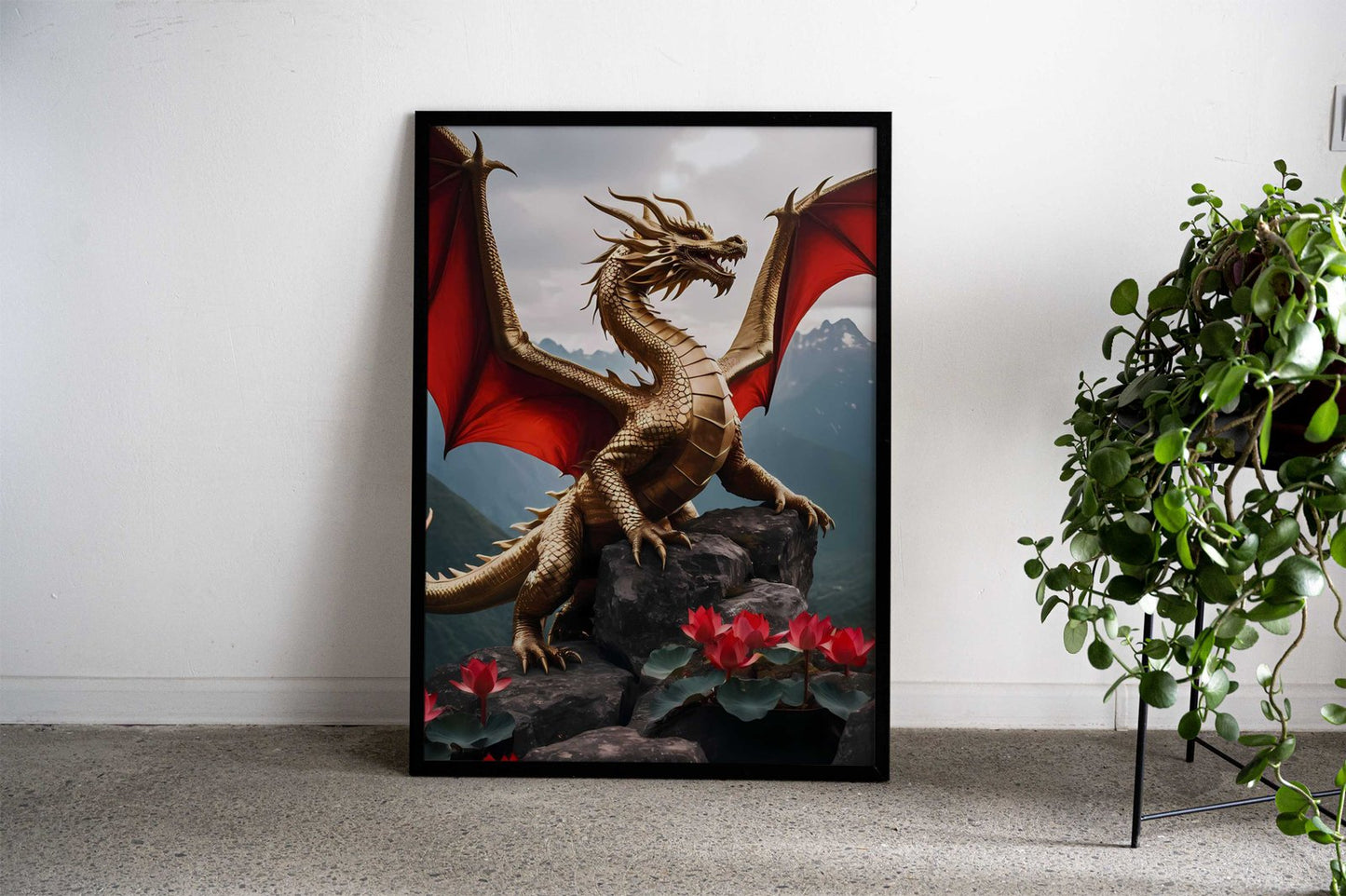 Golden Dragon Asian Style Poster | Wall Art for Home & Office | High-Quality Print