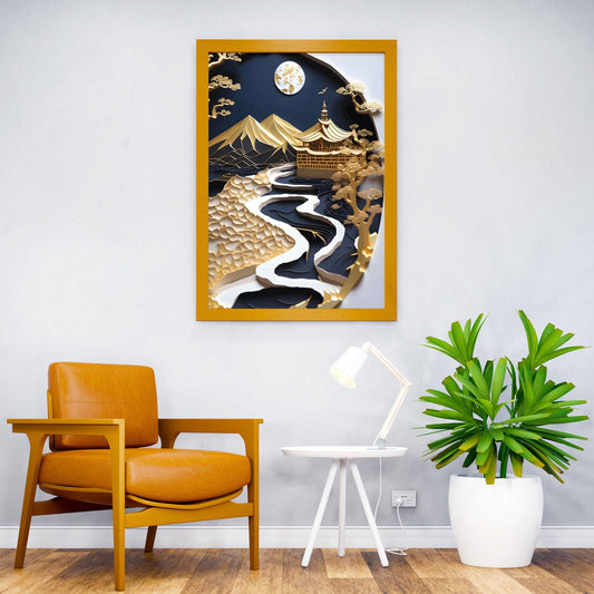Golden Fuji Japan Asian Style Poster | Wall Art for Home & Office | High-Quality Print - High-Quality Visual Display