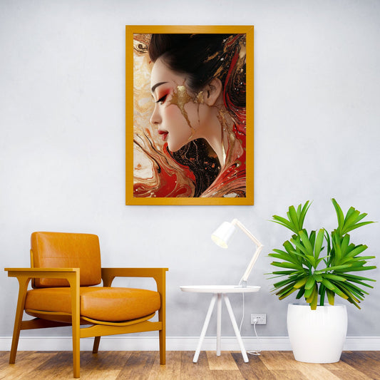 Golden Geisha Asian Style Poster | Wall Art for Home & Office | High-Quality Print - High-Quality Visual Display