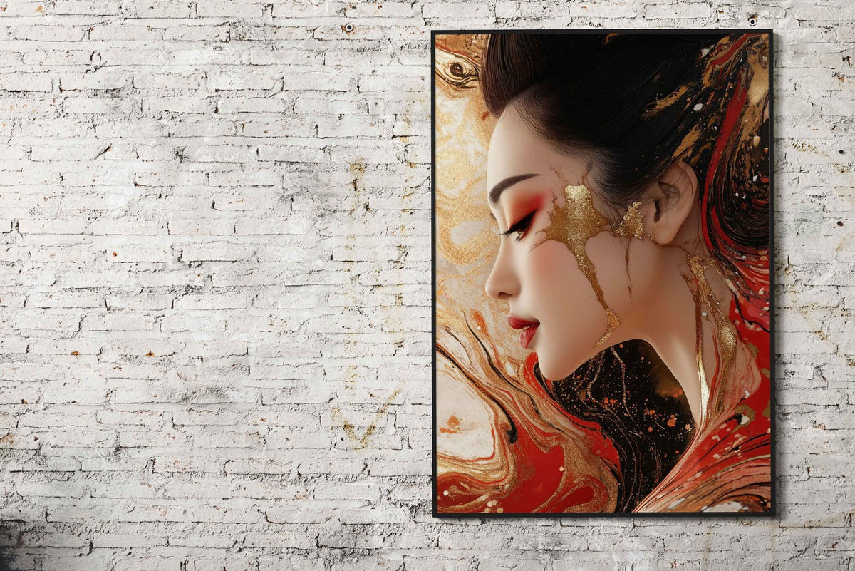 Golden Geisha Asian Style Poster | Wall Art for Home & Office | High-Quality Print - High-Quality Visual Display