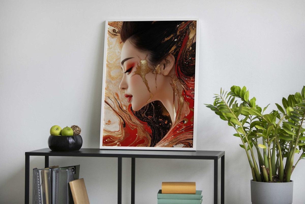 Golden Geisha Asian Style Poster | Wall Art for Home & Office | High-Quality Print - High-Quality Visual Display