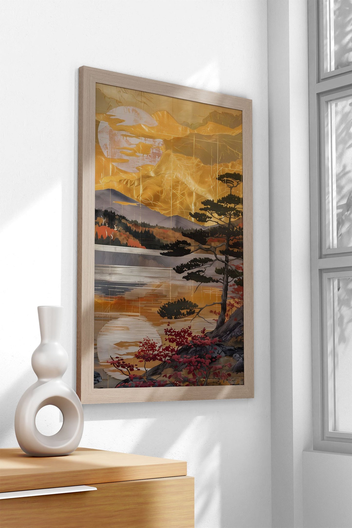 Golden Glow of Fuji Asian Style Poster | Wall Art for Home & Office | High-Quality Print