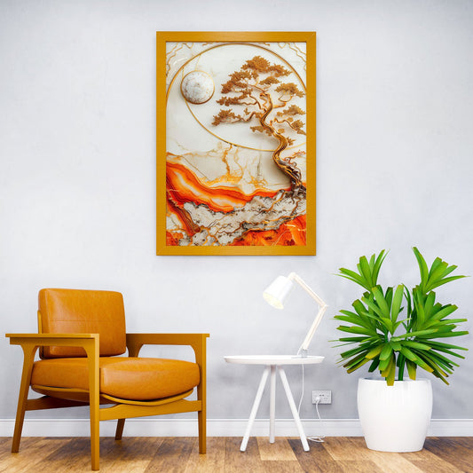 Golden Japanese Bonsai Asian Style Poster | Wall Art for Home & Office | High-Quality Print - High-Quality Visual Display