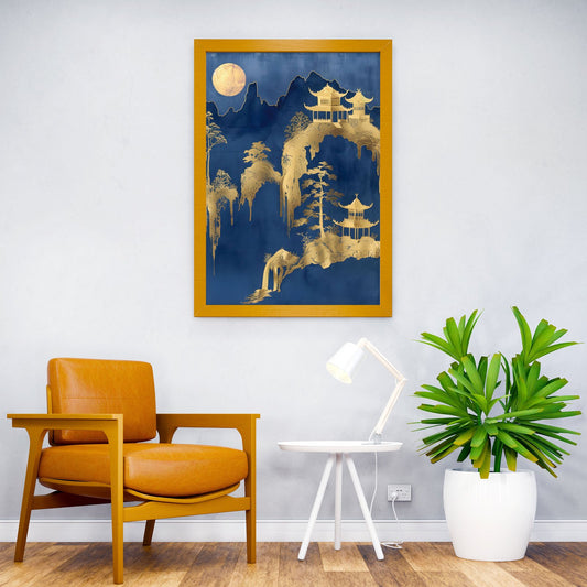 Golden Japanese Castle Asian Style Poster | Wall Art for Home & Office | High-Quality Print - High-Quality Visual Display
