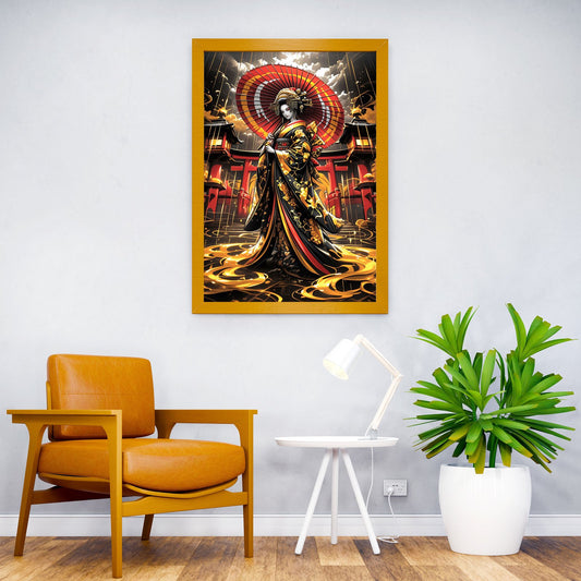 Golden Japanese Geisha Asian Style Poster | Wall Art for Home & Office | High-Quality Print - High-Quality Visual Display