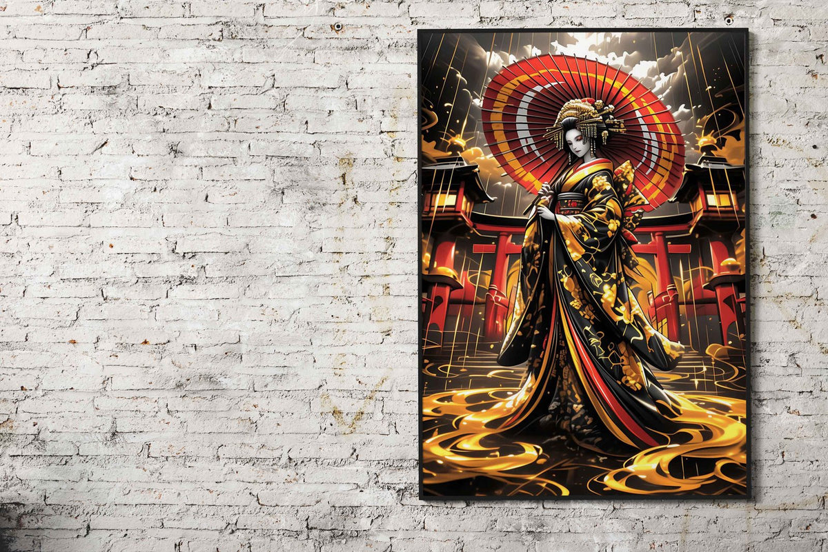 Golden Japanese Geisha Asian Style Poster | Wall Art for Home & Office | High-Quality Print - High-Quality Visual Display