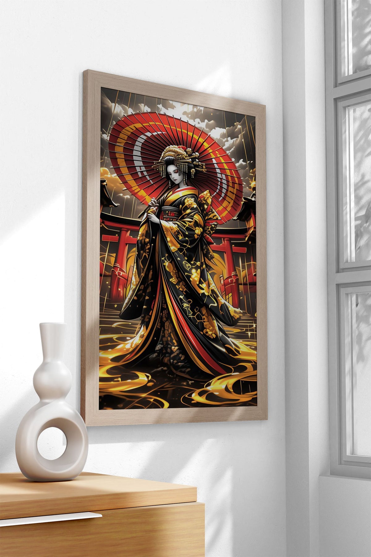 Golden Japanese Geisha Asian Style Poster | Wall Art for Home & Office | High-Quality Print - High-Quality Visual Display