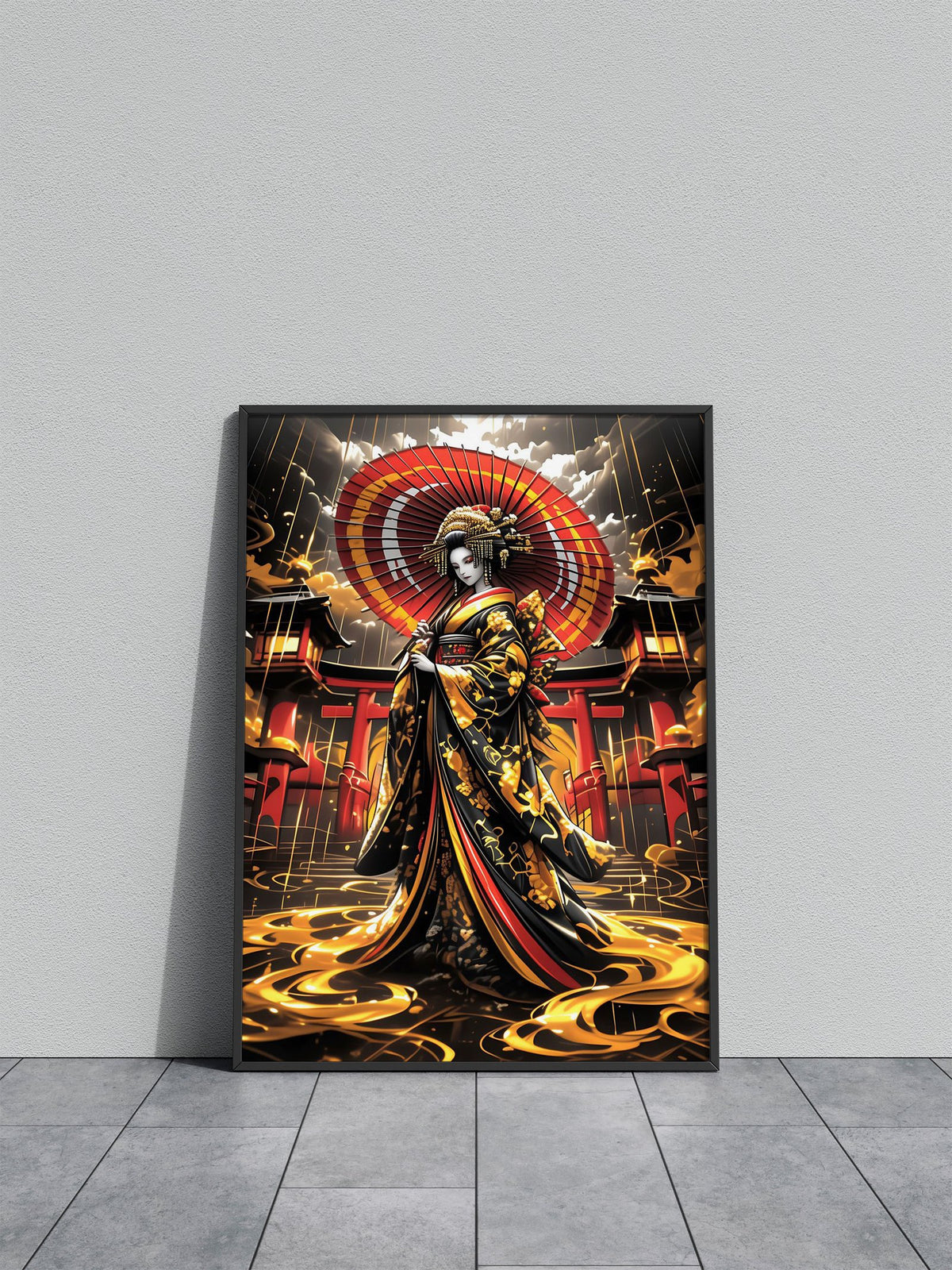 Golden Japanese Geisha Asian Style Poster | Wall Art for Home & Office | High-Quality Print - High-Quality Visual Display