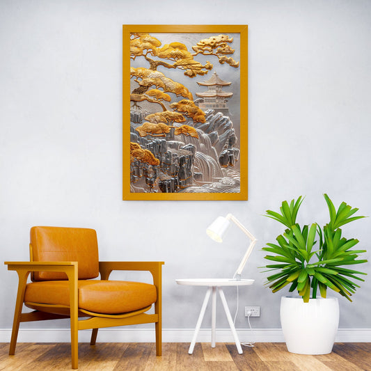 Golden Japanese Temple Asian Style Poster | Wall Art for Home & Office | High-Quality Print - High-Quality Visual Display