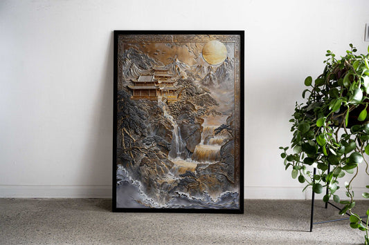 Golden Japanese Zen Haven Asian Style Poster | Wall Art for Home & Office | High-Quality Print - High-Quality Visual Display