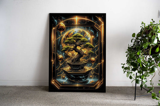 Golden Kintsugi Bonsai Asian Style Poster | Wall Art for Home & Office | High-Quality Print - High-Quality Visual Display