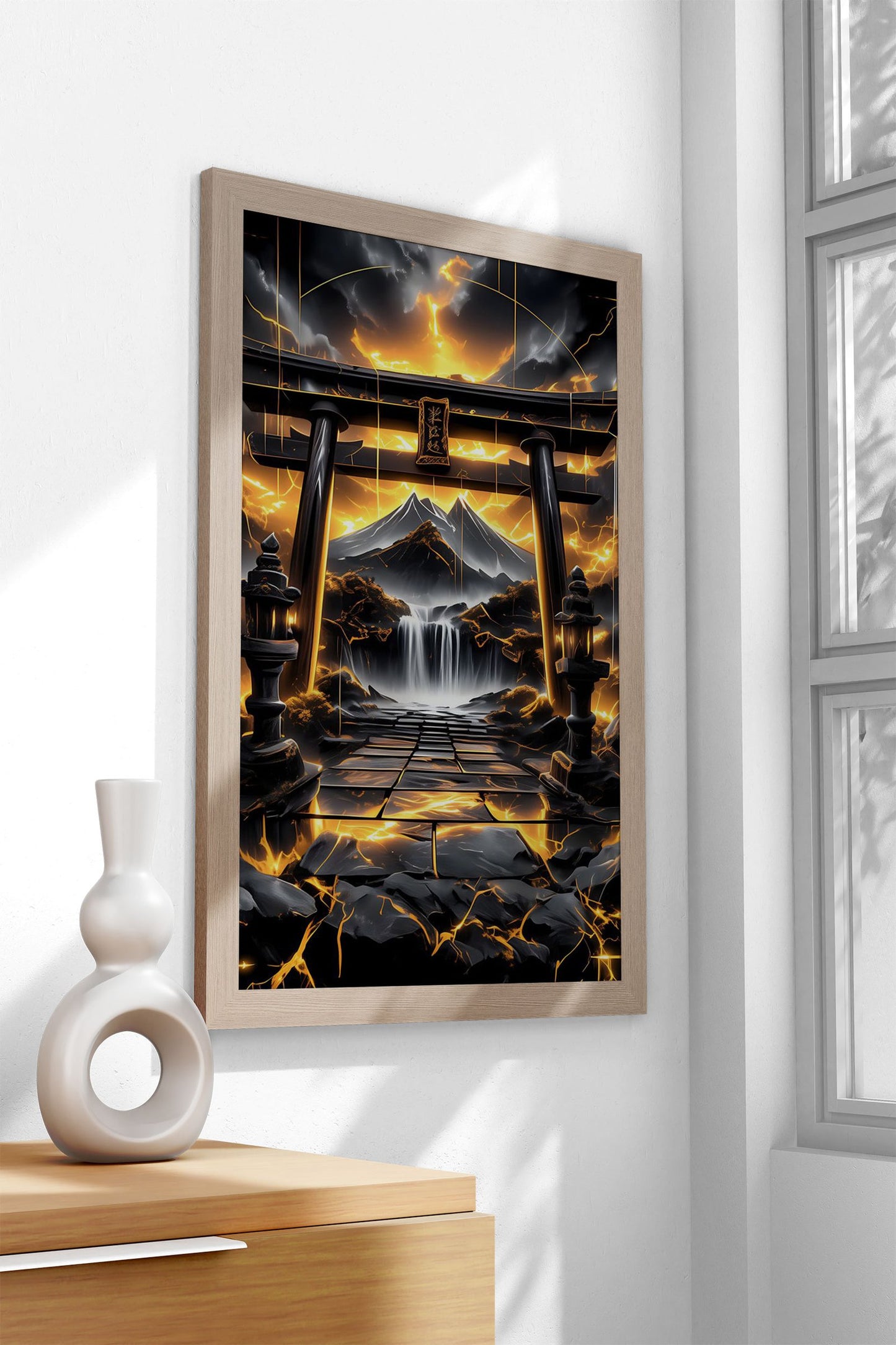 Golden Kintsugi Torii Gate Asian Style Poster | Wall Art for Home & Office | High-Quality Print - High-Quality Visual Display