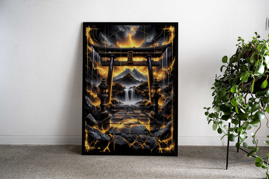 Golden Kintsugi Torii Gate Asian Style Poster | Wall Art for Home & Office | High-Quality Print - High-Quality Visual Display