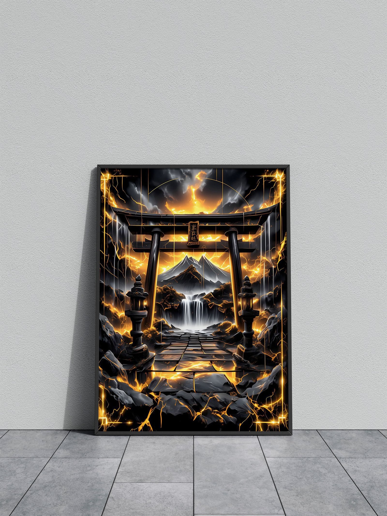 Golden Kintsugi Torii Gate Asian Style Poster | Wall Art for Home & Office | High-Quality Print - High-Quality Visual Display