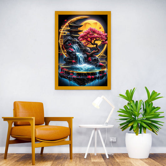 Golden Kintsugi Waterfall Asian Style Poster | Wall Art for Home & Office | High-Quality Print - High-Quality Visual Display