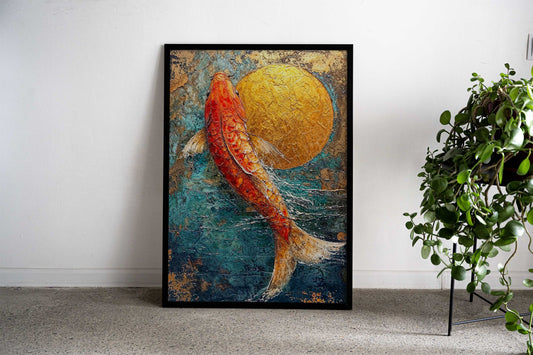 Golden Koi Asian Style Poster | Wall Art for Home & Office | High-Quality Print - High-Quality Visual Display