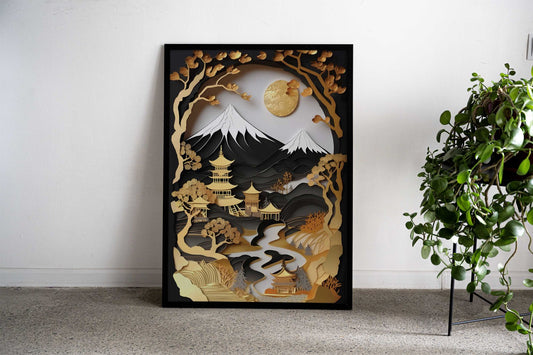 Golden Landscape Jpan Asian Style Poster | Wall Art for Home & Office | High-Quality Print - High-Quality Visual Display